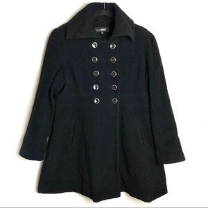 Black Rivet Black Pea Coat Size X-Large